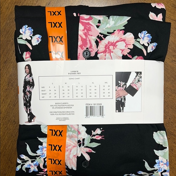 Flora Nikrooz Black Floral Pajama Set XXL - Picture 5 of 6